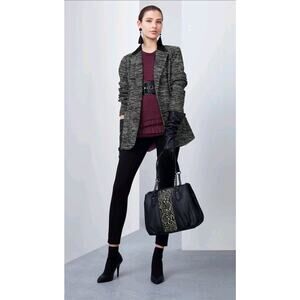 Simply Vera Vera Wang Knit Black & Gray Professional Open Blazer Cardigan | PXS